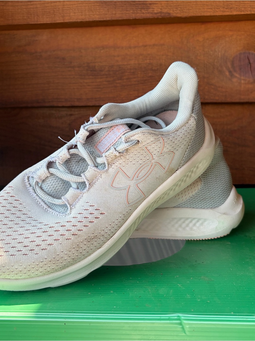 Under Armour Women's Light Gray and Pink Accent Running Sneakers